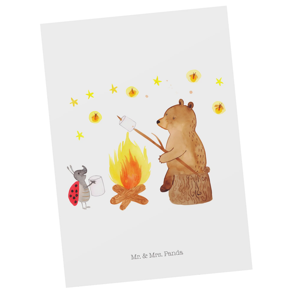 Postkarte Bär & Marienkäfer Lagerfeuer Postkarte, Karte, Geschenkkarte, Grußkarte, Einladung, Ansichtskarte, Geburtstagskarte, Einladungskarte, Dankeskarte, Ansichtskarten, Einladung Geburtstag, Einladungskarten Geburtstag, Bär, Teddy, Teddybär, Lagerfeuer