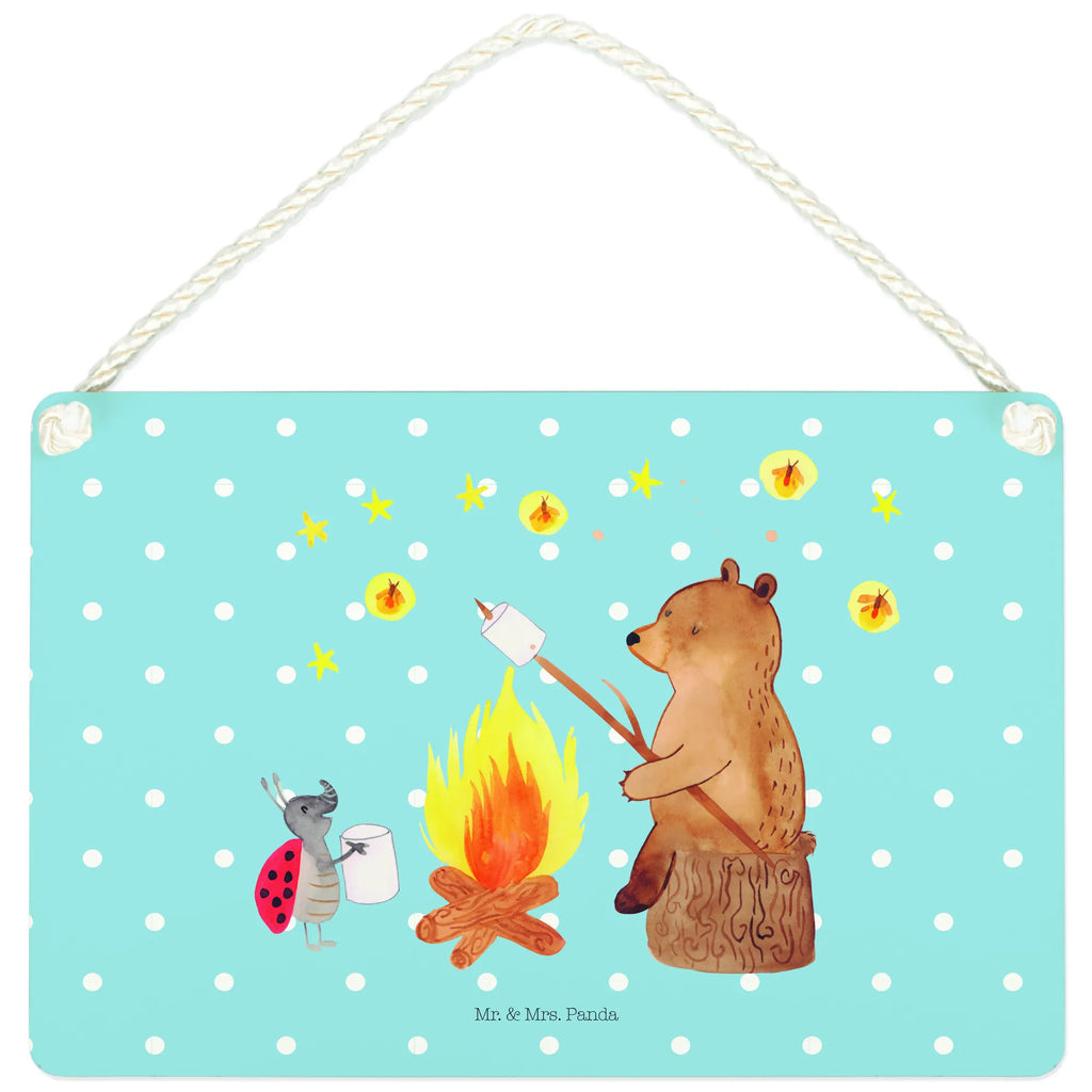 Deko Schild Bär & Marienkäfer Lagerfeuer Dekoschild, Deko Schild, Schild, Tür Schild, Türschild, Holzschild, Wandschild, Wanddeko, Bär, Teddy, Teddybär, Lagerfeuer