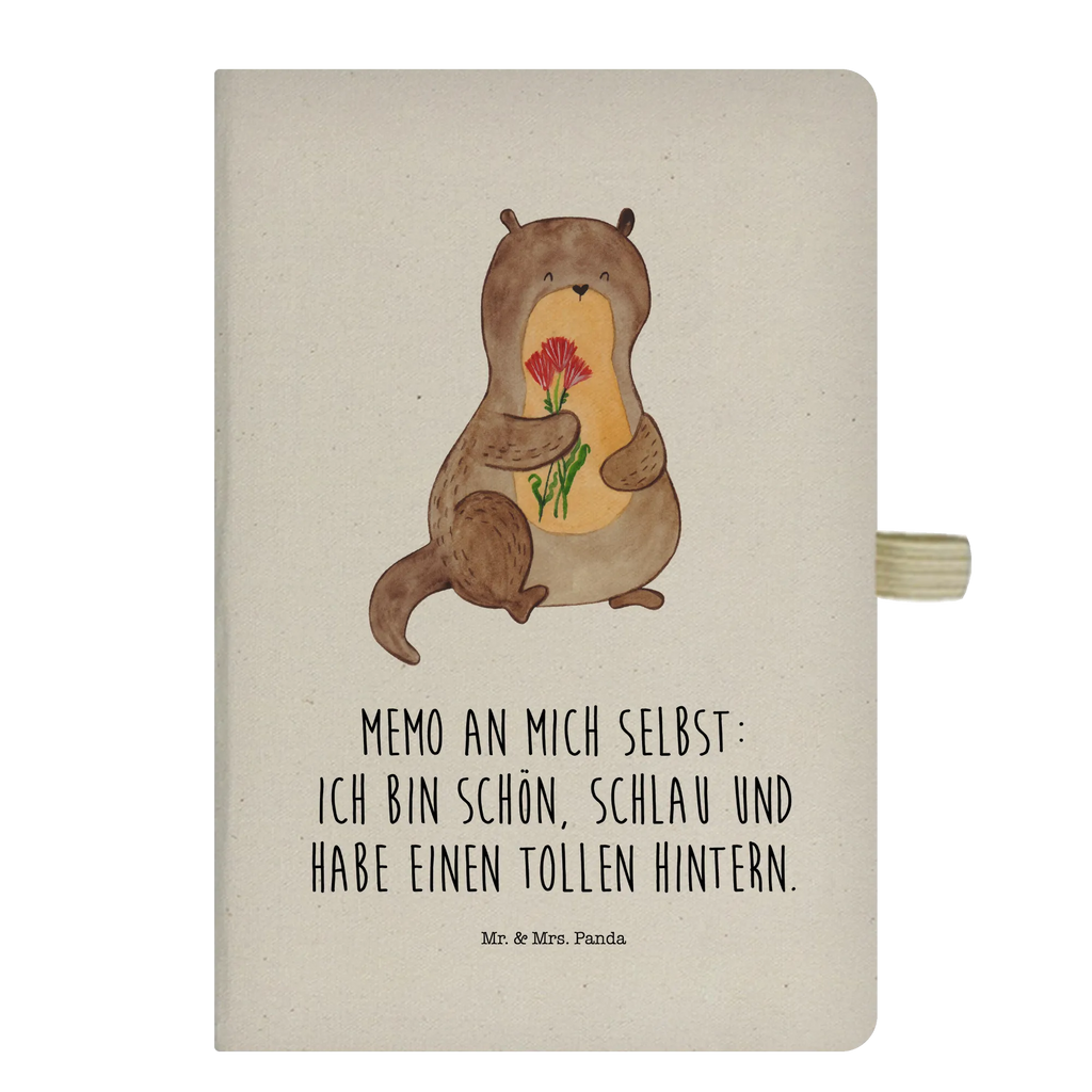 Baumwoll Notizbuch Otter Blumenstrauß Notizen, Eintragebuch, Tagebuch, Notizblock, Adressbuch, Journal, Kladde, Skizzenbuch, Notizheft, Schreibbuch, Schreibheft, Otter, Fischotter, Seeotter, Otter Seeotter See Otter