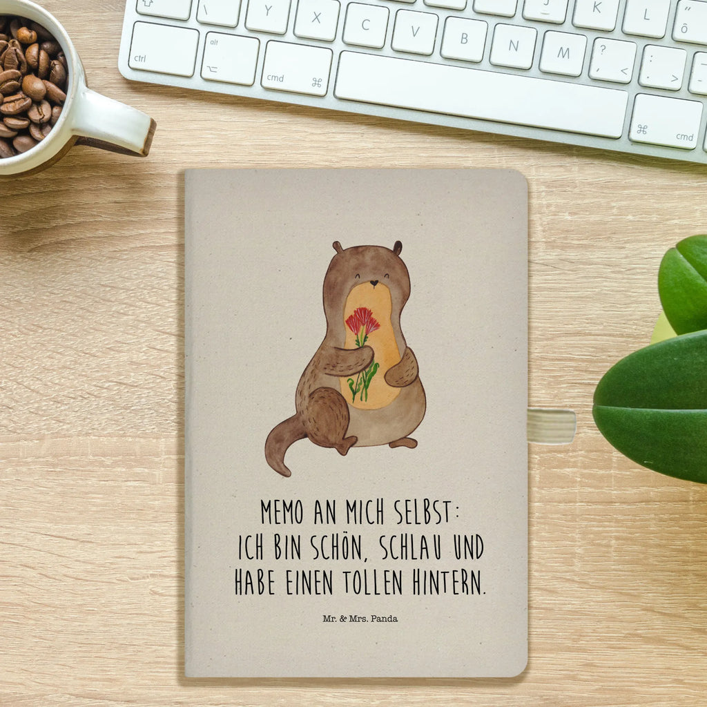 Cotton notebook otter Bunch of flowers Notizen, Eintragebuch, Tagebuch, Notizblock, Adressbuch, Journal, Kladde, Skizzenbuch, Notizheft, Schreibbuch, Schreibheft, Otter, Fischotter, Seeotter, Otter Seeotter See Otter