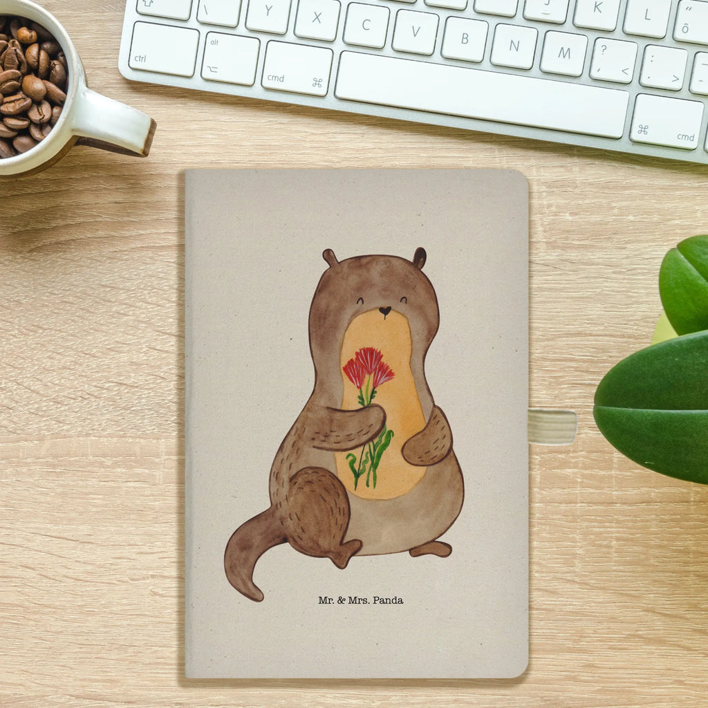 Cotton notebook otter Bunch of flowers Notizen, Eintragebuch, Tagebuch, Notizblock, Adressbuch, Journal, Kladde, Skizzenbuch, Notizheft, Schreibbuch, Schreibheft, Otter, Fischotter, Seeotter, Otter Seeotter See Otter