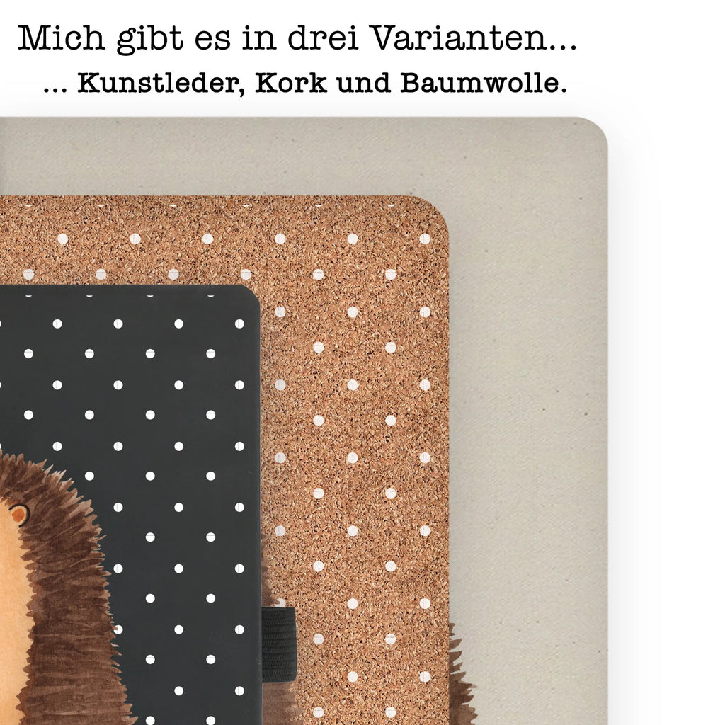 Baumwoll Notizbuch Igel mit Blume Notizen, Eintragebuch, Tagebuch, Notizblock, Adressbuch, Journal, Kladde, Skizzenbuch, Notizheft, Schreibbuch, Schreibheft, Tiermotive, Gute Laune, lustige Sprüche, Tiere, Igel, Gute Besserung, Genesungswünsche, Krankheit, Krankenhaus, krank, Besuch