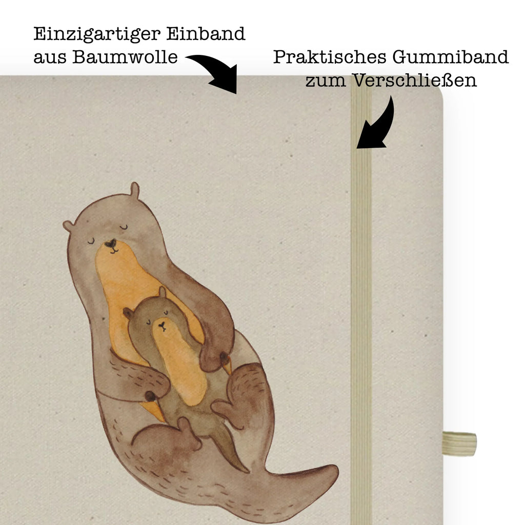 Baumwoll Notizbuch Otter mit Kind Notizen, Eintragebuch, Tagebuch, Notizblock, Adressbuch, Journal, Kladde, Skizzenbuch, Notizheft, Schreibbuch, Schreibheft, Otter, Fischotter, Seeotter, Otter Seeotter See Otter