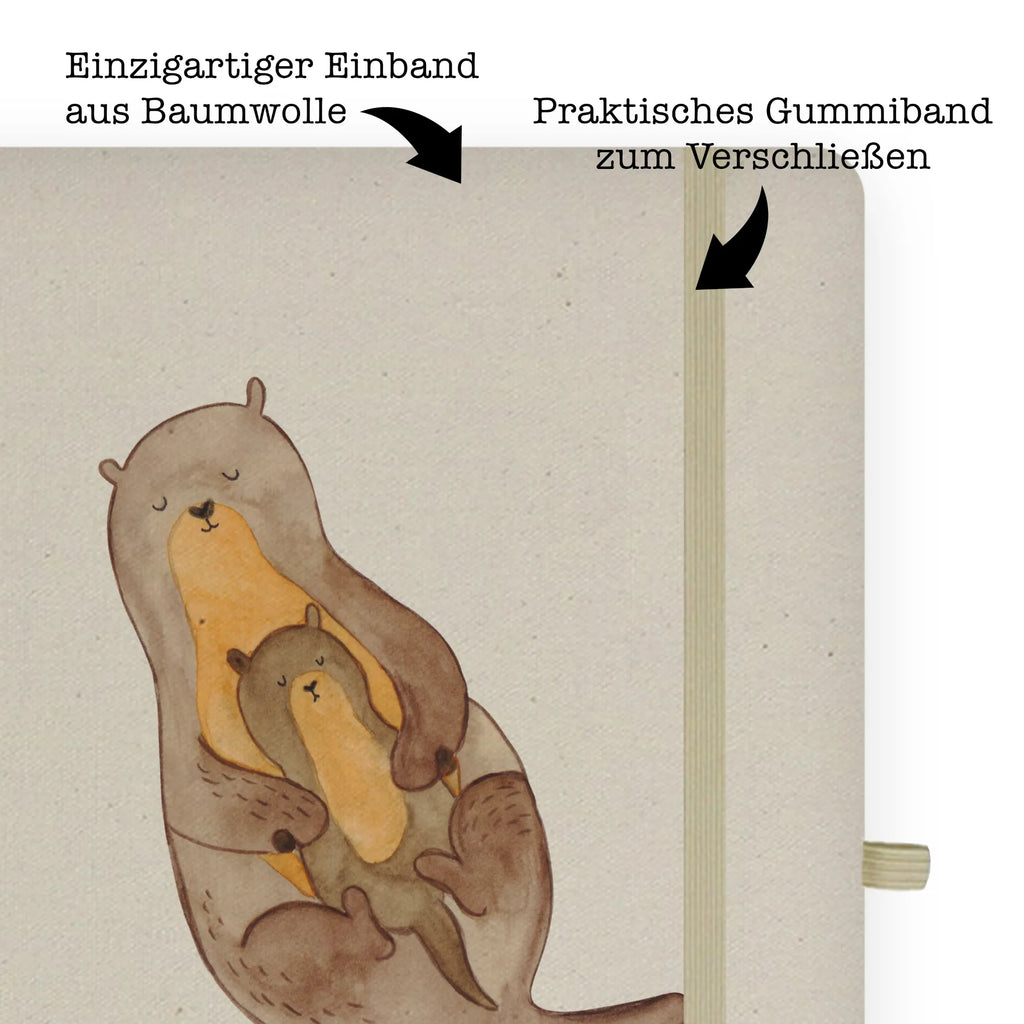 Baumwoll Notizbuch Otter mit Kind Notizen, Eintragebuch, Tagebuch, Notizblock, Adressbuch, Journal, Kladde, Skizzenbuch, Notizheft, Schreibbuch, Schreibheft, Otter, Fischotter, Seeotter, Otter Seeotter See Otter