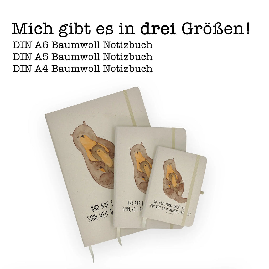 Baumwoll Notizbuch Otter mit Kind Notizen, Eintragebuch, Tagebuch, Notizblock, Adressbuch, Journal, Kladde, Skizzenbuch, Notizheft, Schreibbuch, Schreibheft, Otter, Fischotter, Seeotter, Otter Seeotter See Otter