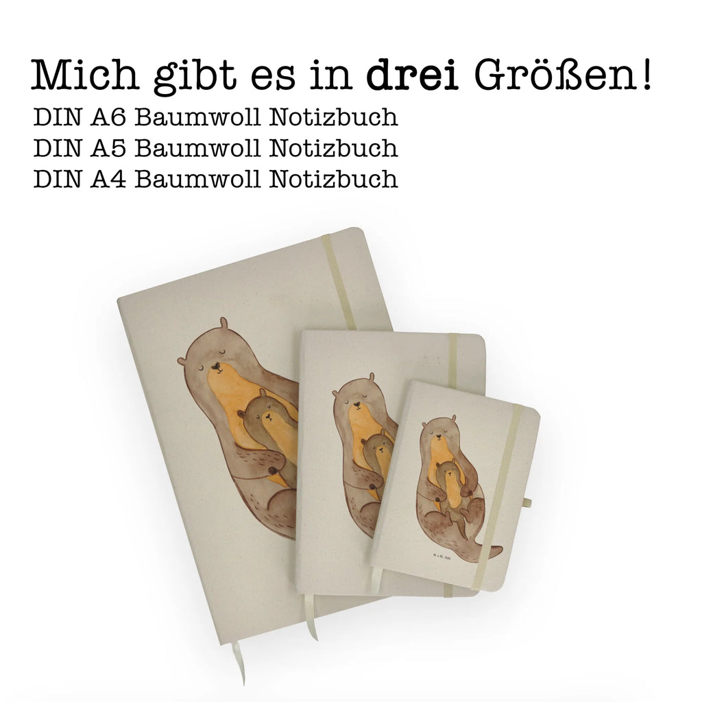 Baumwoll Notizbuch Otter mit Kind Notizen, Eintragebuch, Tagebuch, Notizblock, Adressbuch, Journal, Kladde, Skizzenbuch, Notizheft, Schreibbuch, Schreibheft, Otter, Fischotter, Seeotter, Otter Seeotter See Otter