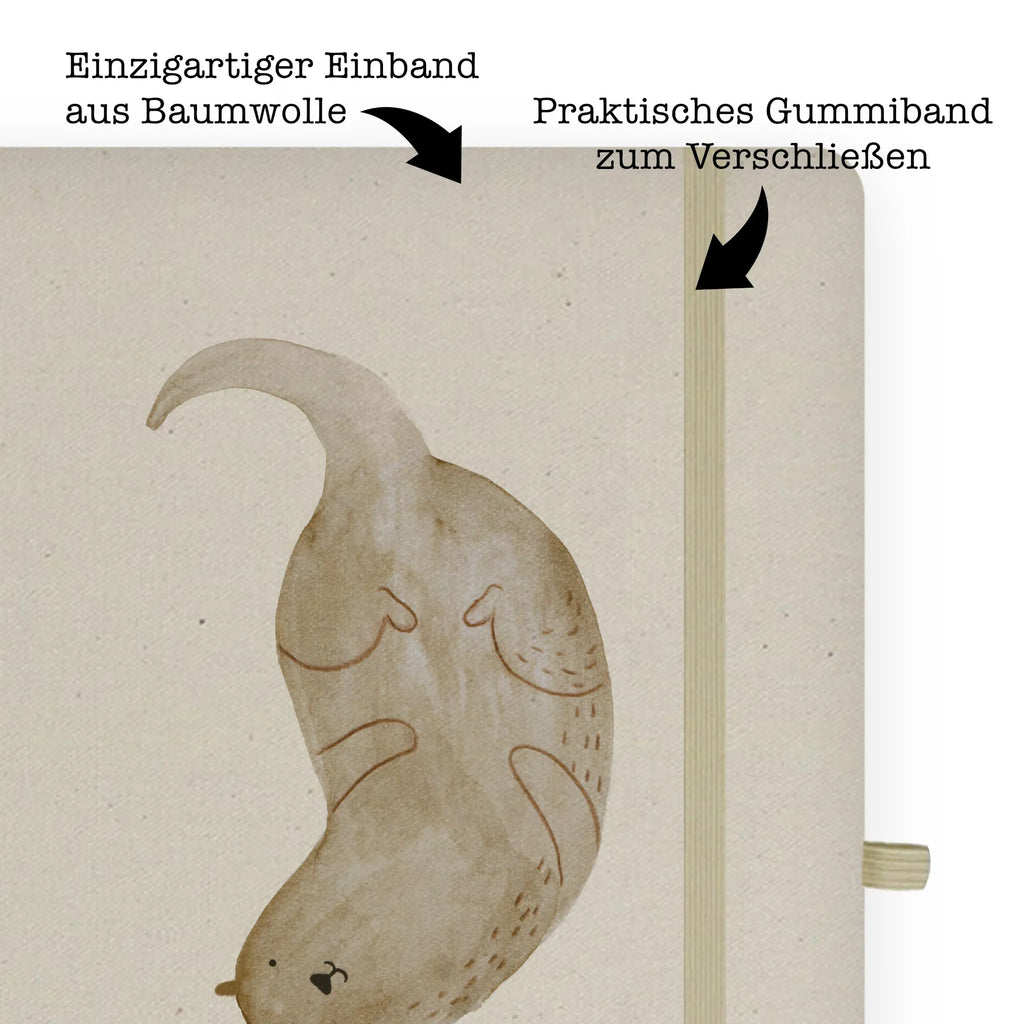 Baumwoll Notizbuch Otter kopfüber Notizen, Eintragebuch, Tagebuch, Notizblock, Adressbuch, Journal, Kladde, Skizzenbuch, Notizheft, Schreibbuch, Schreibheft, Otter, Fischotter, Seeotter, Otter Seeotter See Otter