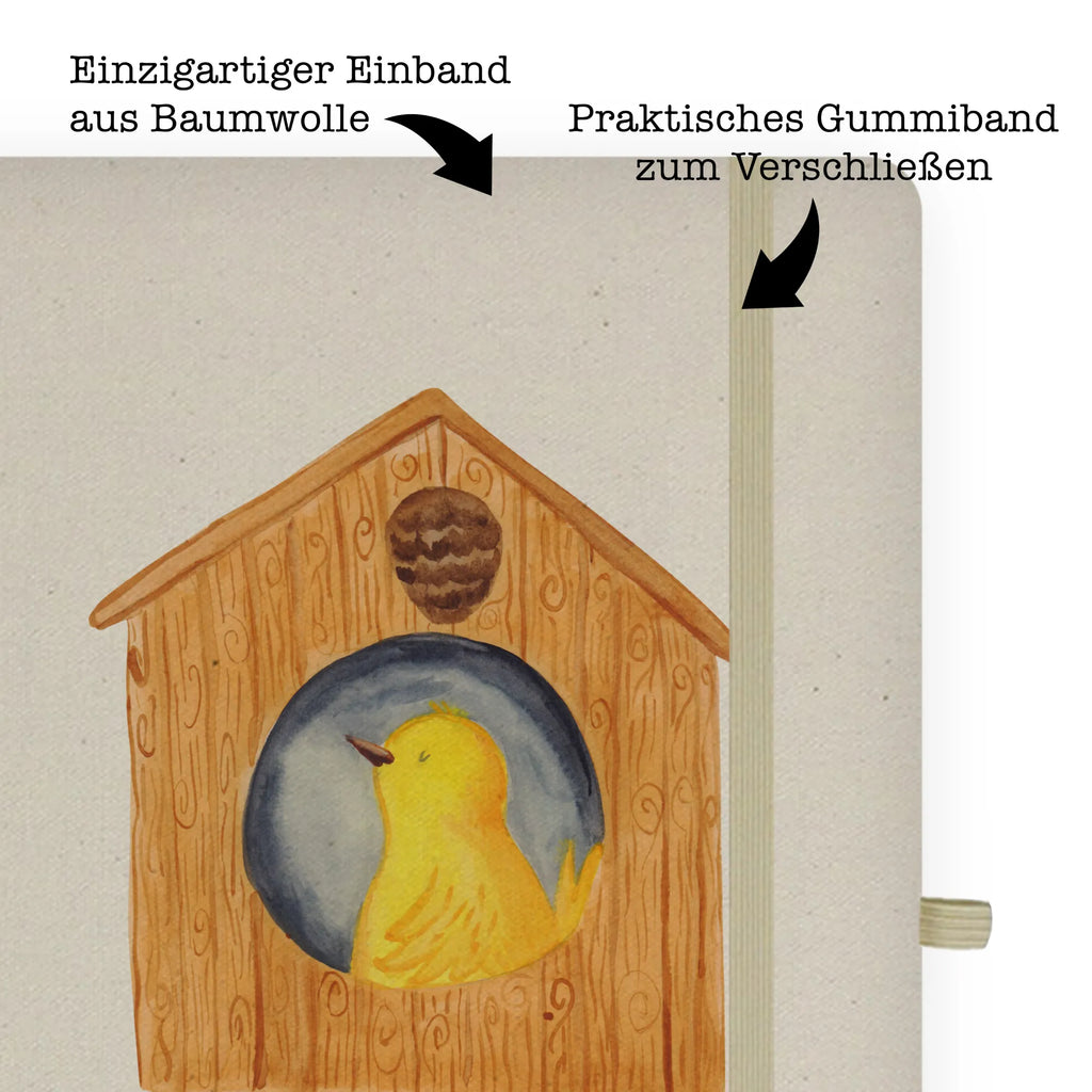 Baumwoll Notizbuch Vogelhaus Notizen, Eintragebuch, Tagebuch, Notizblock, Adressbuch, Journal, Kladde, Skizzenbuch, Notizheft, Schreibbuch, Schreibheft, Tiermotive, Gute Laune, lustige Sprüche, Tiere, Vogel, Vögel, Vogelhaus, Vogelhäuschen, Home sweet home, Zuhause, Nest, Eigenheim, Familie, Wohnung, Haus, unser Haus, Lieblingsort, Castle