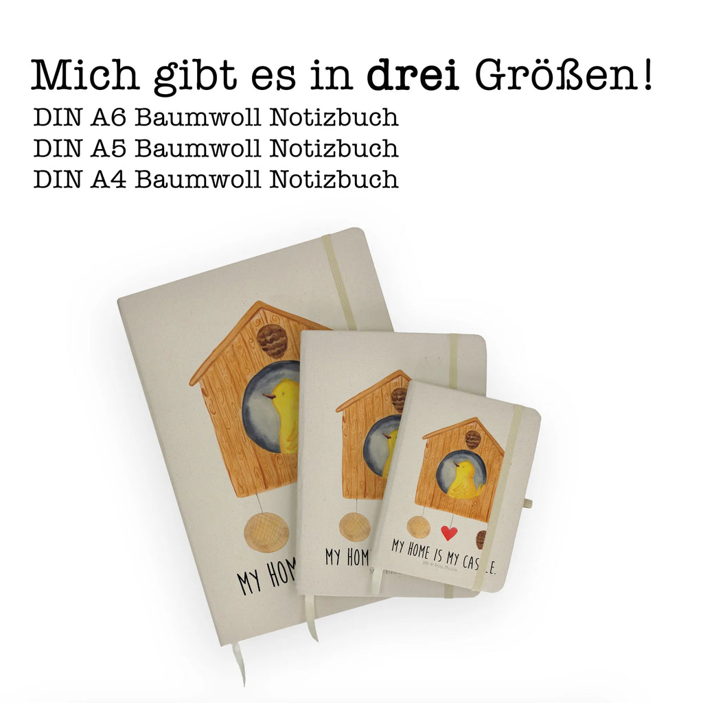 Baumwoll Notizbuch Vogelhaus Notizen, Eintragebuch, Tagebuch, Notizblock, Adressbuch, Journal, Kladde, Skizzenbuch, Notizheft, Schreibbuch, Schreibheft, Tiermotive, Gute Laune, lustige Sprüche, Tiere, Vogel, Vögel, Vogelhaus, Vogelhäuschen, Home sweet home, Zuhause, Nest, Eigenheim, Familie, Wohnung, Haus, unser Haus, Lieblingsort, Castle