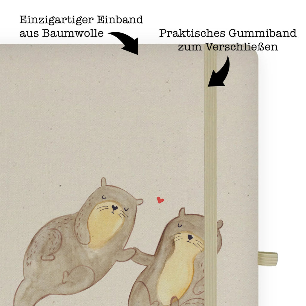 Baumwoll Notizbuch Otter händchenhaltend Notizen, Eintragebuch, Tagebuch, Notizblock, Adressbuch, Journal, Kladde, Skizzenbuch, Notizheft, Schreibbuch, Schreibheft, Otter, Fischotter, Seeotter, Otter Seeotter See Otter