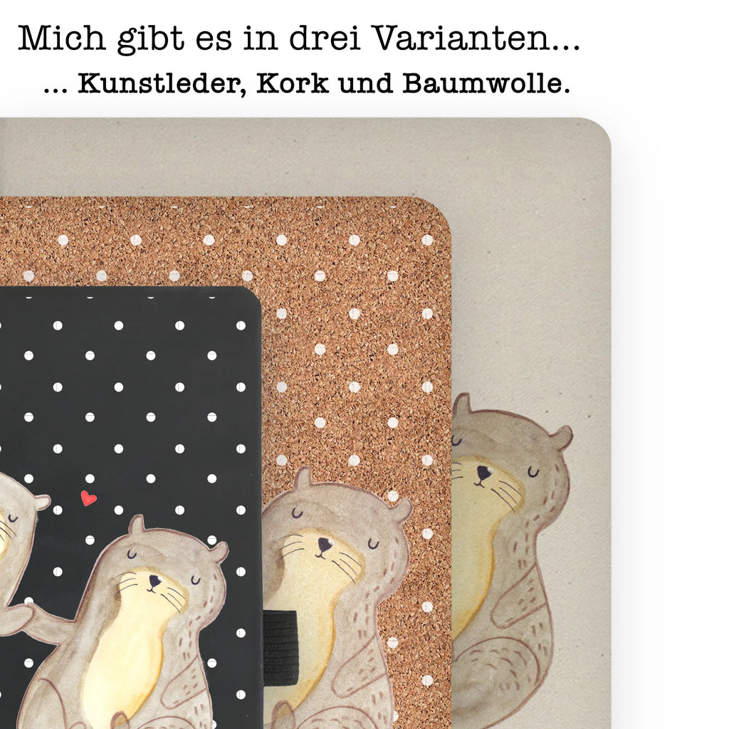 Baumwoll Notizbuch Otter händchenhaltend Notizen, Eintragebuch, Tagebuch, Notizblock, Adressbuch, Journal, Kladde, Skizzenbuch, Notizheft, Schreibbuch, Schreibheft, Otter, Fischotter, Seeotter, Otter Seeotter See Otter