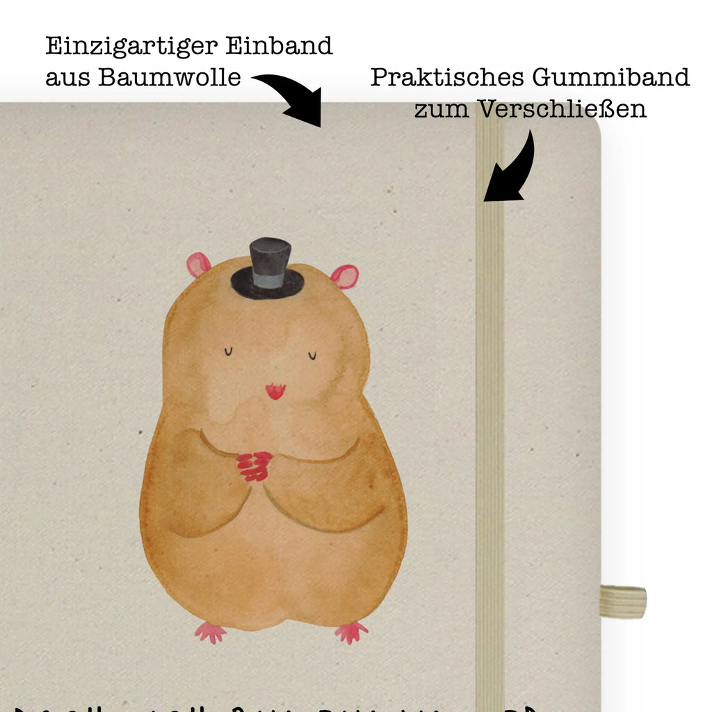 Baumwoll Notizbuch Hamster mit Hut Notizen, Eintragebuch, Tagebuch, Notizblock, Adressbuch, Journal, Kladde, Skizzenbuch, Notizheft, Schreibbuch, Schreibheft, Tiermotive, Gute Laune, lustige Sprüche, Tiere, Hamster, Hut, Magier, Zylinder, Zwerghamster, Zauberer