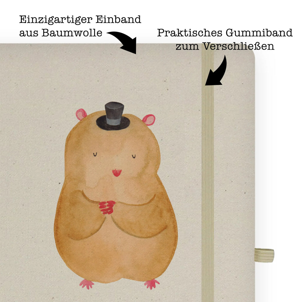 Baumwoll Notizbuch Hamster mit Hut Notizen, Eintragebuch, Tagebuch, Notizblock, Adressbuch, Journal, Kladde, Skizzenbuch, Notizheft, Schreibbuch, Schreibheft, Tiermotive, Gute Laune, lustige Sprüche, Tiere, Hamster, Hut, Magier, Zylinder, Zwerghamster, Zauberer