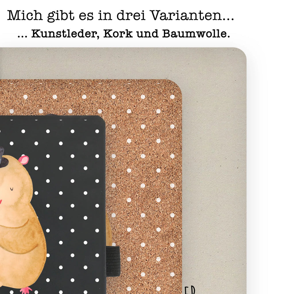 Baumwoll Notizbuch Hamster mit Hut Notizen, Eintragebuch, Tagebuch, Notizblock, Adressbuch, Journal, Kladde, Skizzenbuch, Notizheft, Schreibbuch, Schreibheft, Tiermotive, Gute Laune, lustige Sprüche, Tiere, Hamster, Hut, Magier, Zylinder, Zwerghamster, Zauberer