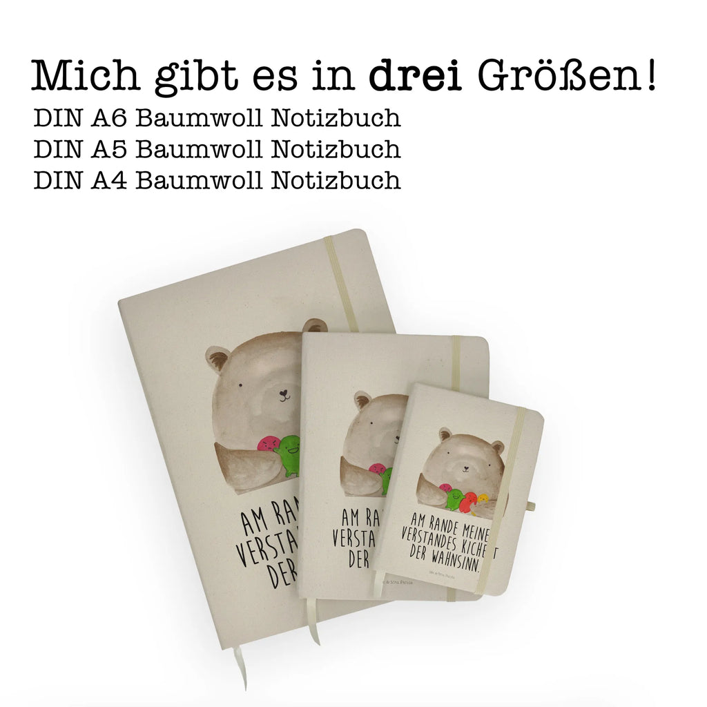 Baumwoll Notizbuch Bär Gefühl Notizen, Eintragebuch, Tagebuch, Notizblock, Adressbuch, Journal, Kladde, Skizzenbuch, Notizheft, Schreibbuch, Schreibheft, Bär, Teddy, Teddybär, Wahnsinn, Verrückt, Durchgedreht