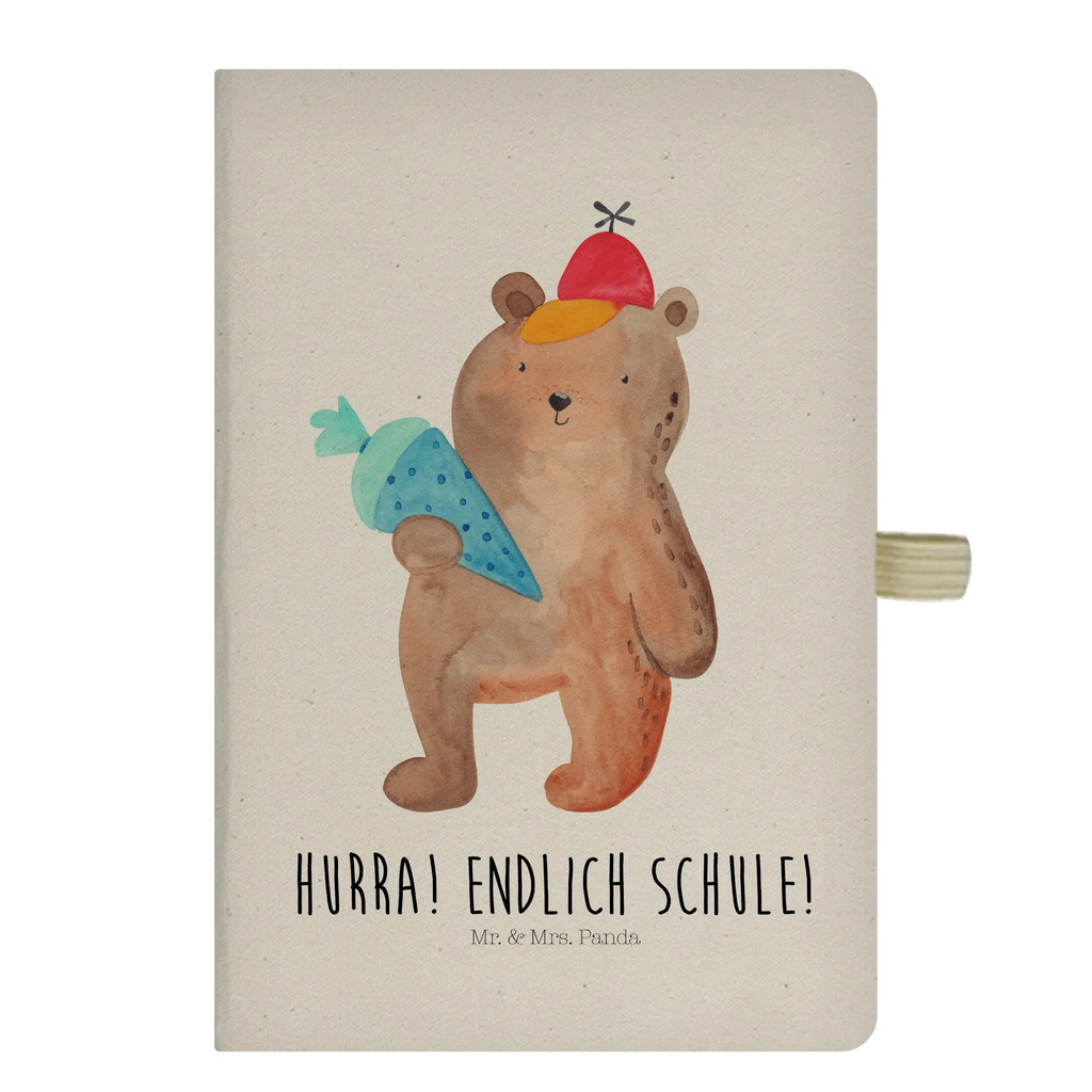 Baumwoll Notizbuch Bär mit Schultüte Notizen, Eintragebuch, Tagebuch, Notizblock, Adressbuch, Journal, Kladde, Skizzenbuch, Notizheft, Schreibbuch, Schreibheft, Bär, Teddy, Teddybär, Bär Motiv, Schultüte, Erster Schultag Geschenk, Einschulung Geschenk, Schule Geschenk, Grundschule, Schulanfang, Schulbeginn