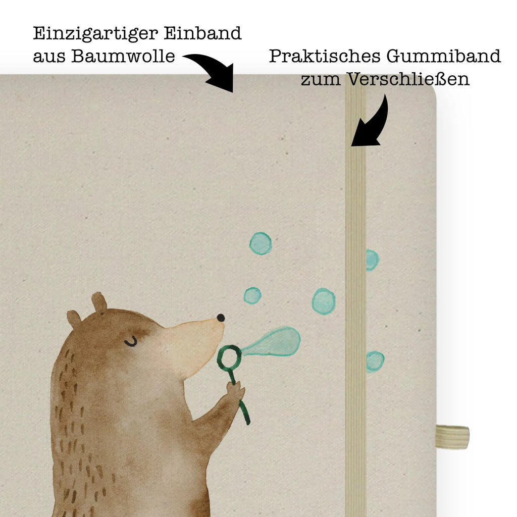 Baumwoll Notizbuch Bär Seifenblasen Notizen, Eintragebuch, Tagebuch, Notizblock, Adressbuch, Journal, Kladde, Skizzenbuch, Notizheft, Schreibbuch, Schreibheft, Bär, Teddy, Teddybär, Seifenblasen Bär Lustig Sein Glücklich Traurig Happy