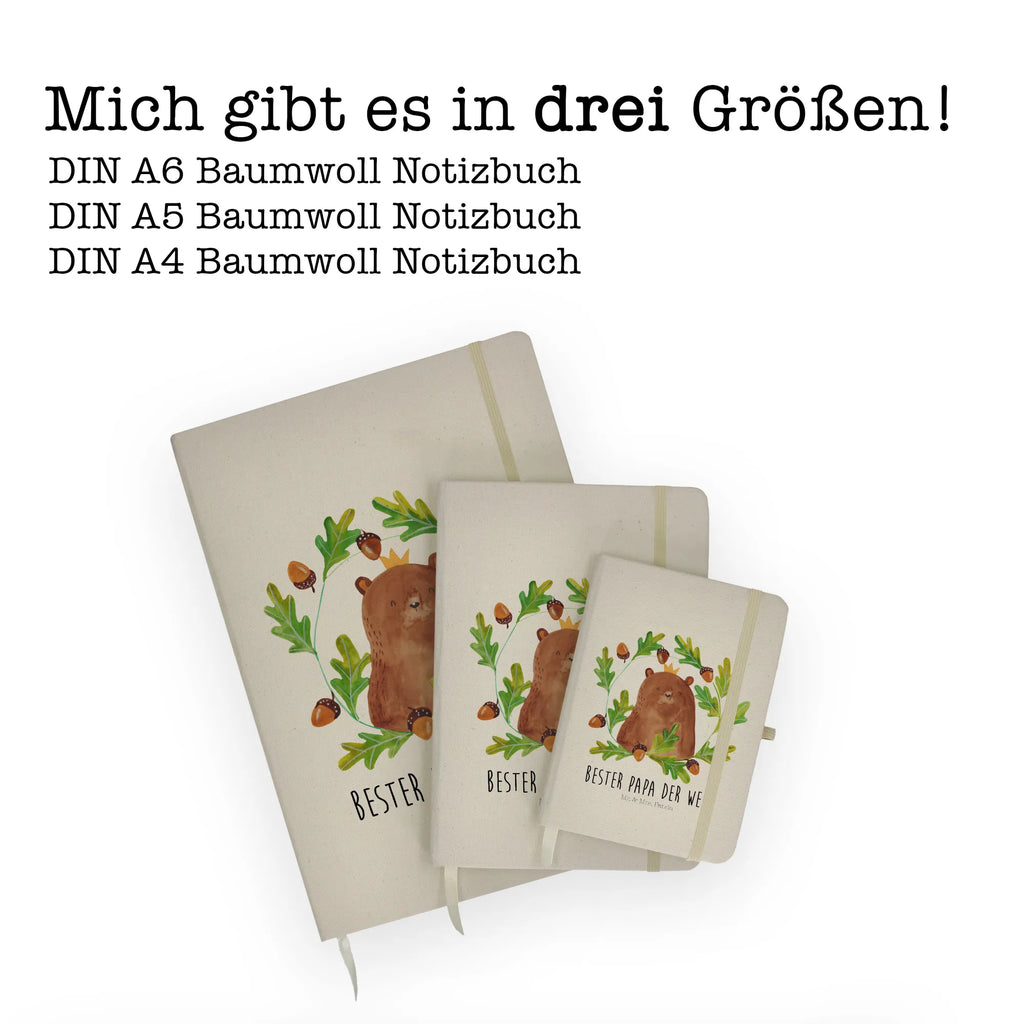 Baumwoll Notizbuch Bär König Notizen, Eintragebuch, Tagebuch, Notizblock, Adressbuch, Journal, Kladde, Skizzenbuch, Notizheft, Schreibbuch, Schreibheft, Bär, Teddy, Teddybär, Papa, Papa Bär, bester Vater, bester Papa, weltbester Papa, Vatertag, Vater, Dad, Daddy, Papi