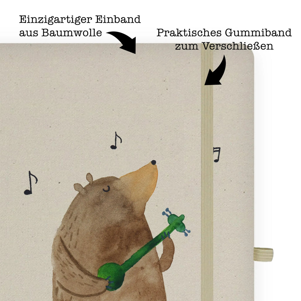 Baumwoll Notizbuch Bär Gitarre Notizen, Eintragebuch, Tagebuch, Notizblock, Adressbuch, Journal, Kladde, Skizzenbuch, Notizheft, Schreibbuch, Schreibheft, Bär, Teddy, Teddybär