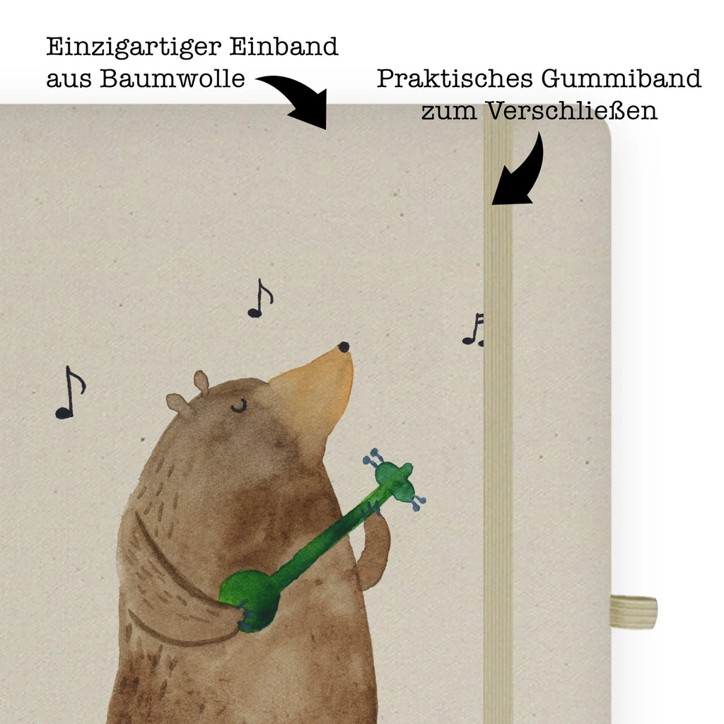 Baumwoll Notizbuch Bär Gitarre Notizen, Eintragebuch, Tagebuch, Notizblock, Adressbuch, Journal, Kladde, Skizzenbuch, Notizheft, Schreibbuch, Schreibheft, Bär, Teddy, Teddybär