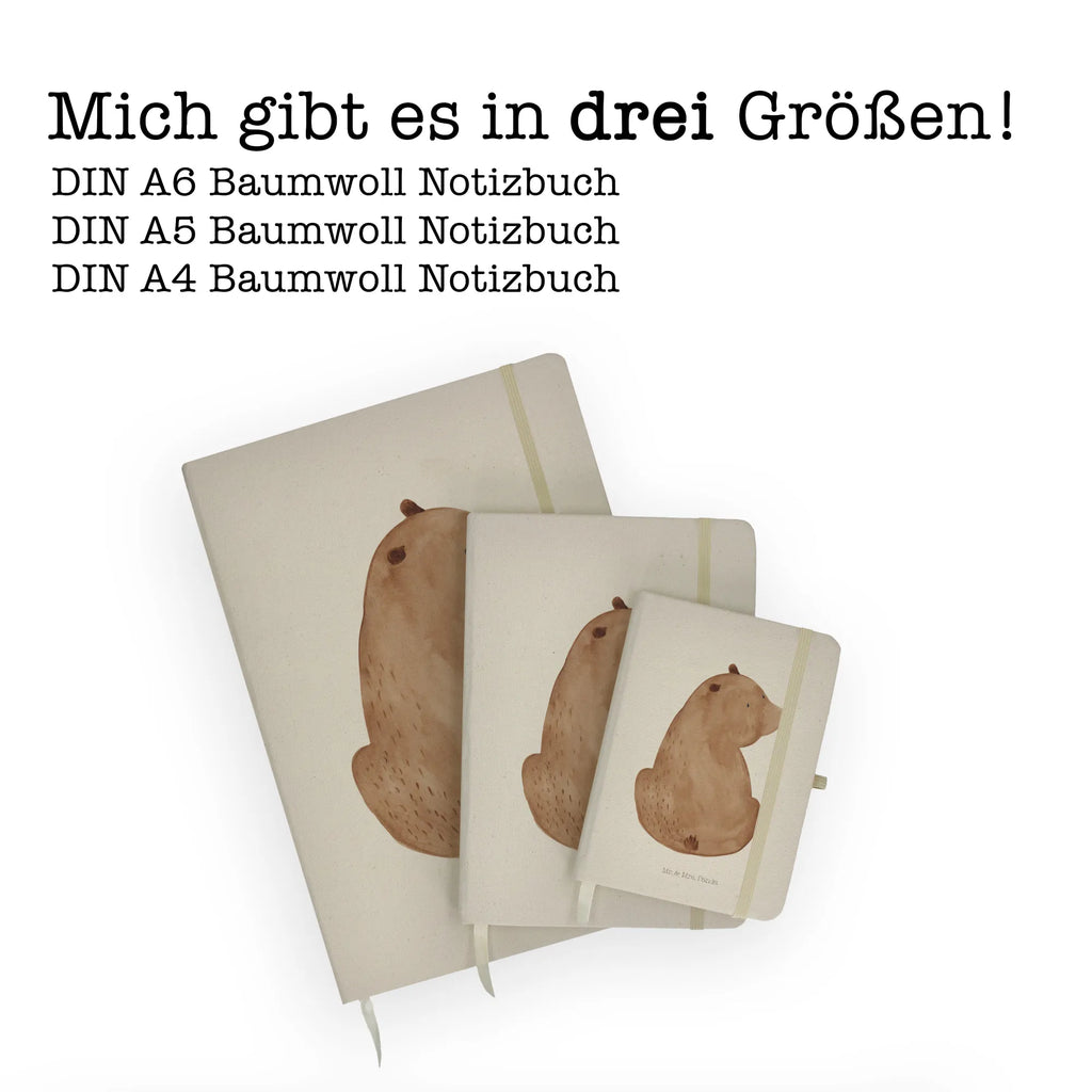 Baumwoll Notizbuch Bär Schulterblick Notizen, Eintragebuch, Tagebuch, Notizblock, Adressbuch, Journal, Kladde, Skizzenbuch, Notizheft, Schreibbuch, Schreibheft, Bär, Teddy, Teddybär, Selbstachtung, Weltansicht, Motivation, Bären, Bärenliebe, Weisheit