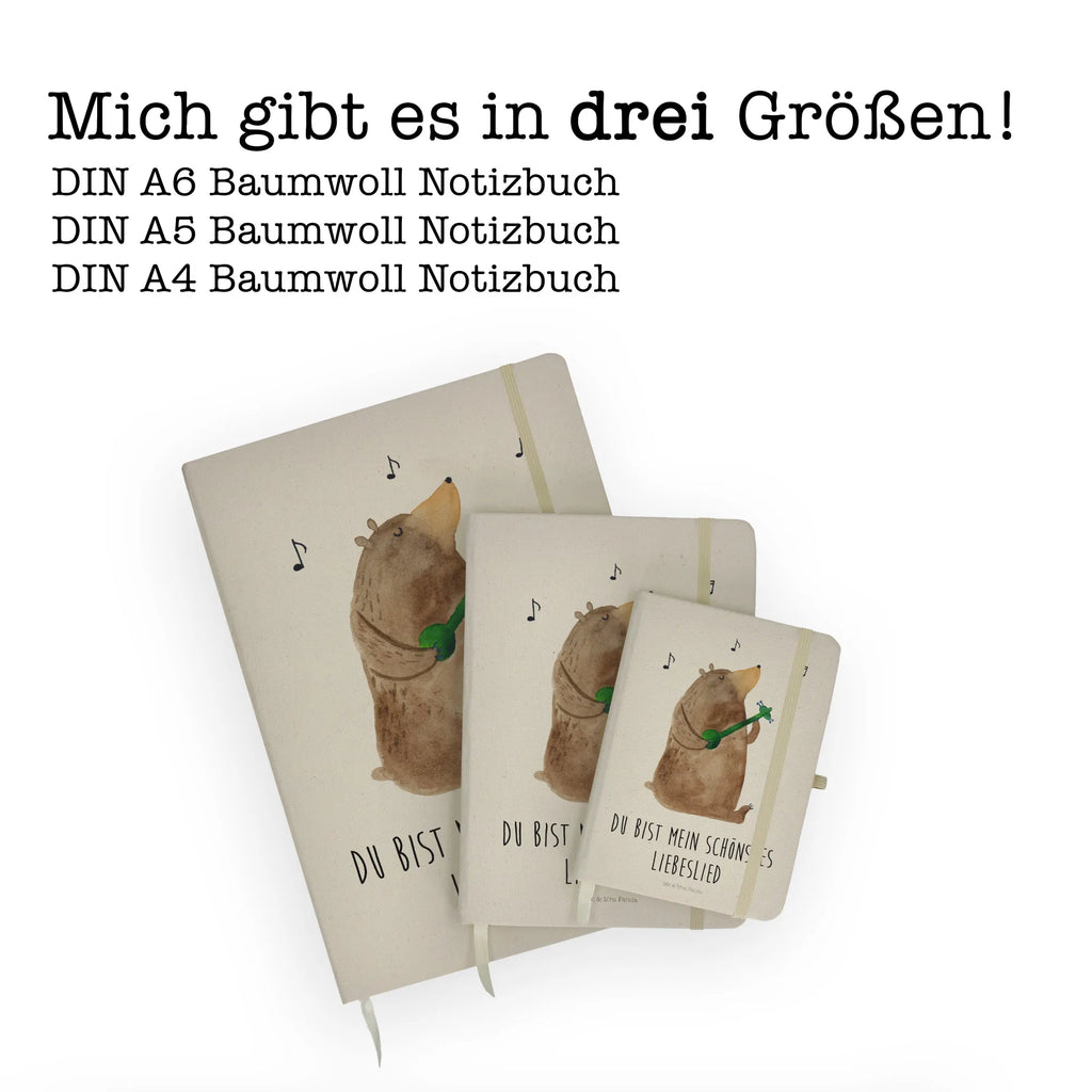 Baumwoll Notizbuch Bär Lied Notizen, Eintragebuch, Tagebuch, Notizblock, Adressbuch, Journal, Kladde, Skizzenbuch, Notizheft, Schreibbuch, Schreibheft, Bär, Teddy, Teddybär, Bärchen, Bear, Liebeslied, Lied, Song, Valentinstag, Valentine, Geschenk, Partner, Liebe, Freundin, Frau, Herz, Spruch