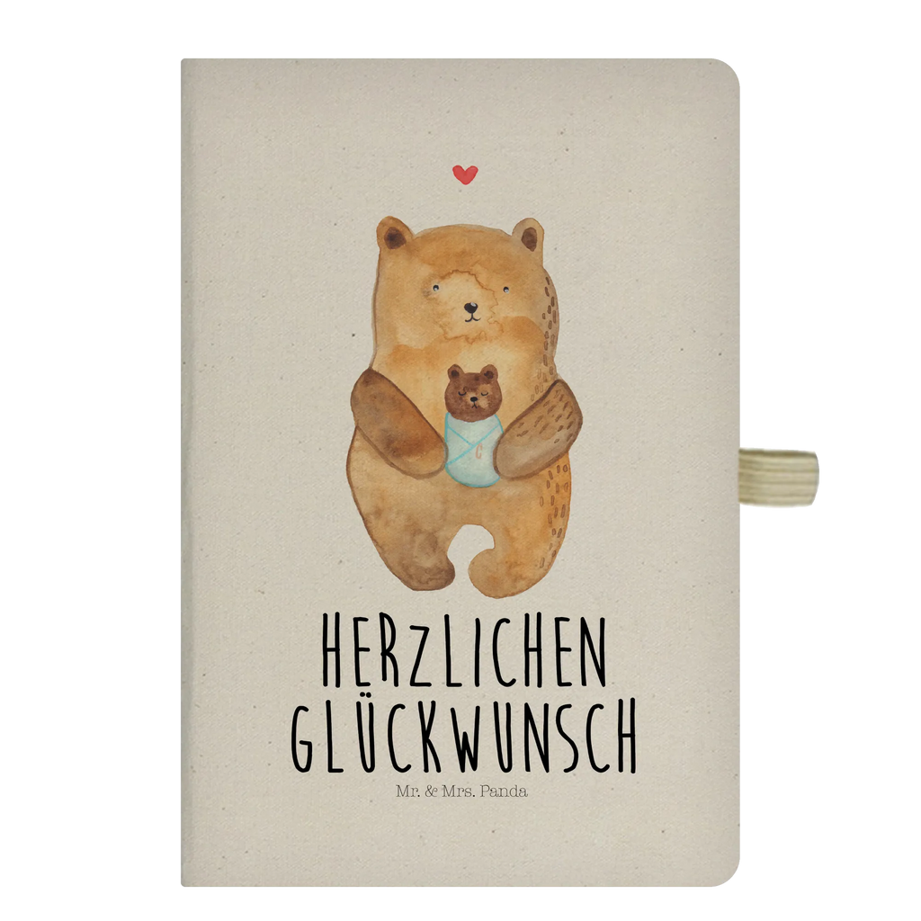 Baumwoll Notizbuch Bär mit Baby Notizen, Eintragebuch, Tagebuch, Notizblock, Adressbuch, Journal, Kladde, Skizzenbuch, Notizheft, Schreibbuch, Schreibheft, Bär, Teddy, Teddybär, Eltern, Mutter, Baby, Taufe, Geburt, Nichte, Neffe, Enkel, Enkelin, Täufling, Geburtstag, Glückwunsch