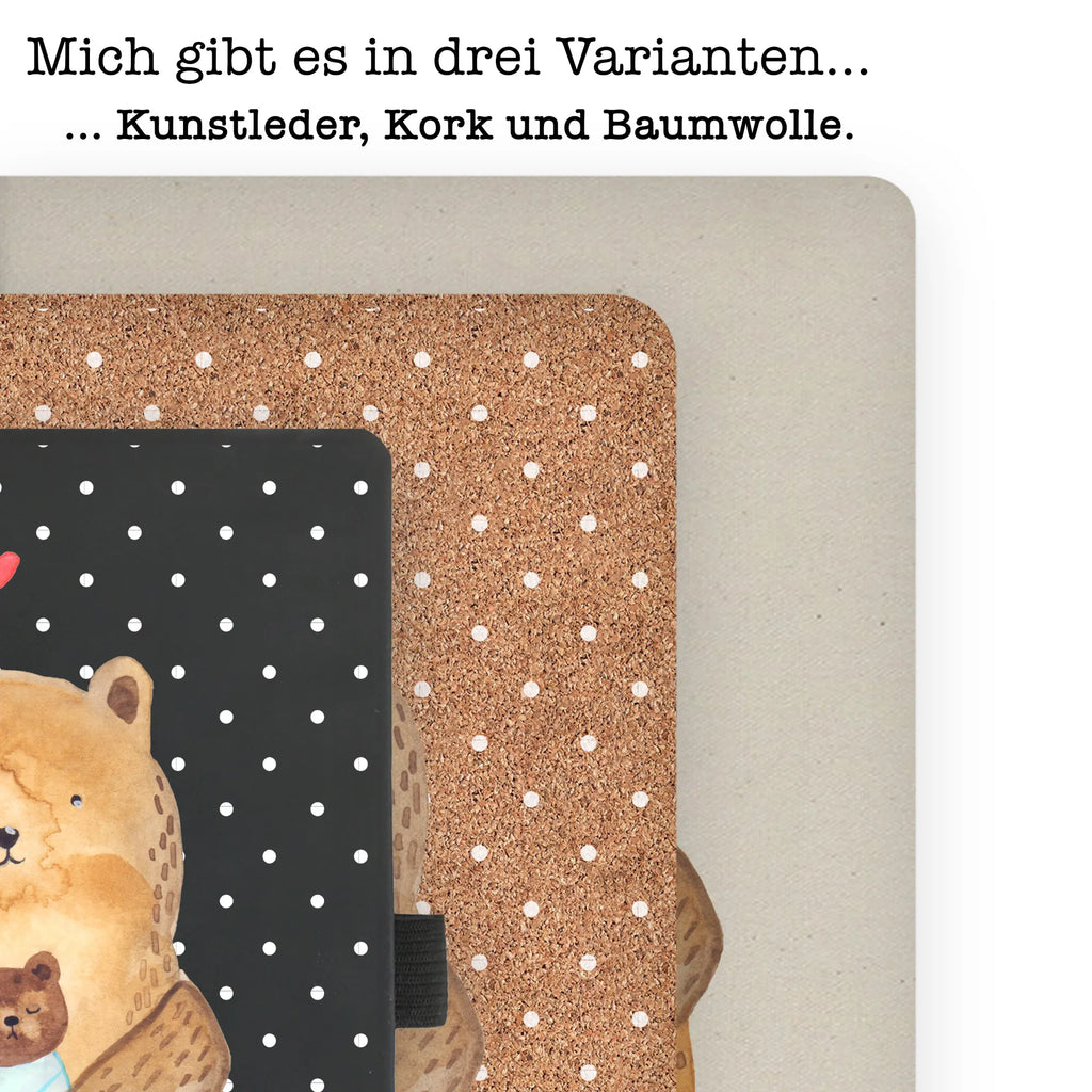 Baumwoll Notizbuch Bär mit Baby Notizen, Eintragebuch, Tagebuch, Notizblock, Adressbuch, Journal, Kladde, Skizzenbuch, Notizheft, Schreibbuch, Schreibheft, Bär, Teddy, Teddybär, Eltern, Mutter, Baby, Taufe, Geburt, Nichte, Neffe, Enkel, Enkelin, Täufling, Geburtstag, Glückwunsch