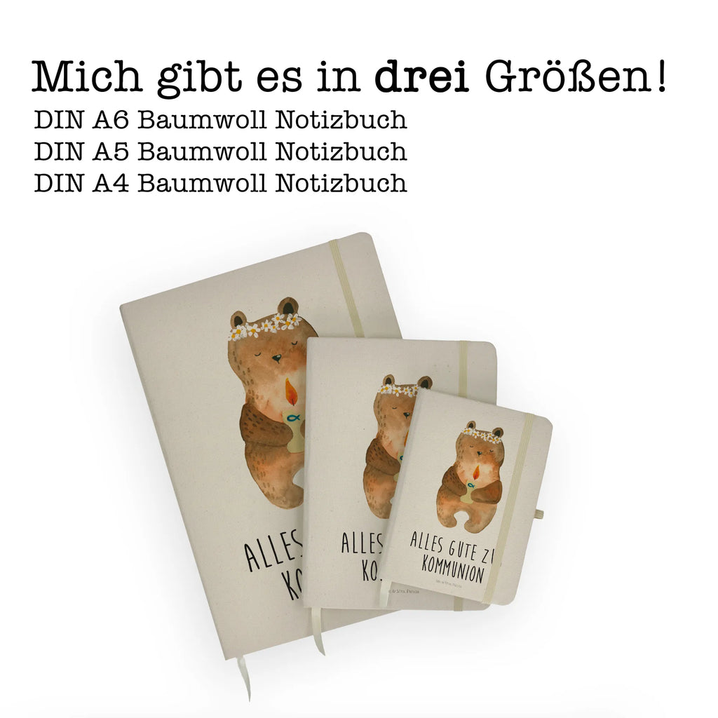 Baumwoll Notizbuch Kommunion-Bär Notizen, Eintragebuch, Tagebuch, Notizblock, Adressbuch, Journal, Kladde, Skizzenbuch, Notizheft, Schreibbuch, Schreibheft, Bär, Teddy, Teddybär, Kommunion, Gottes Segen, Taufkerze, katholisch