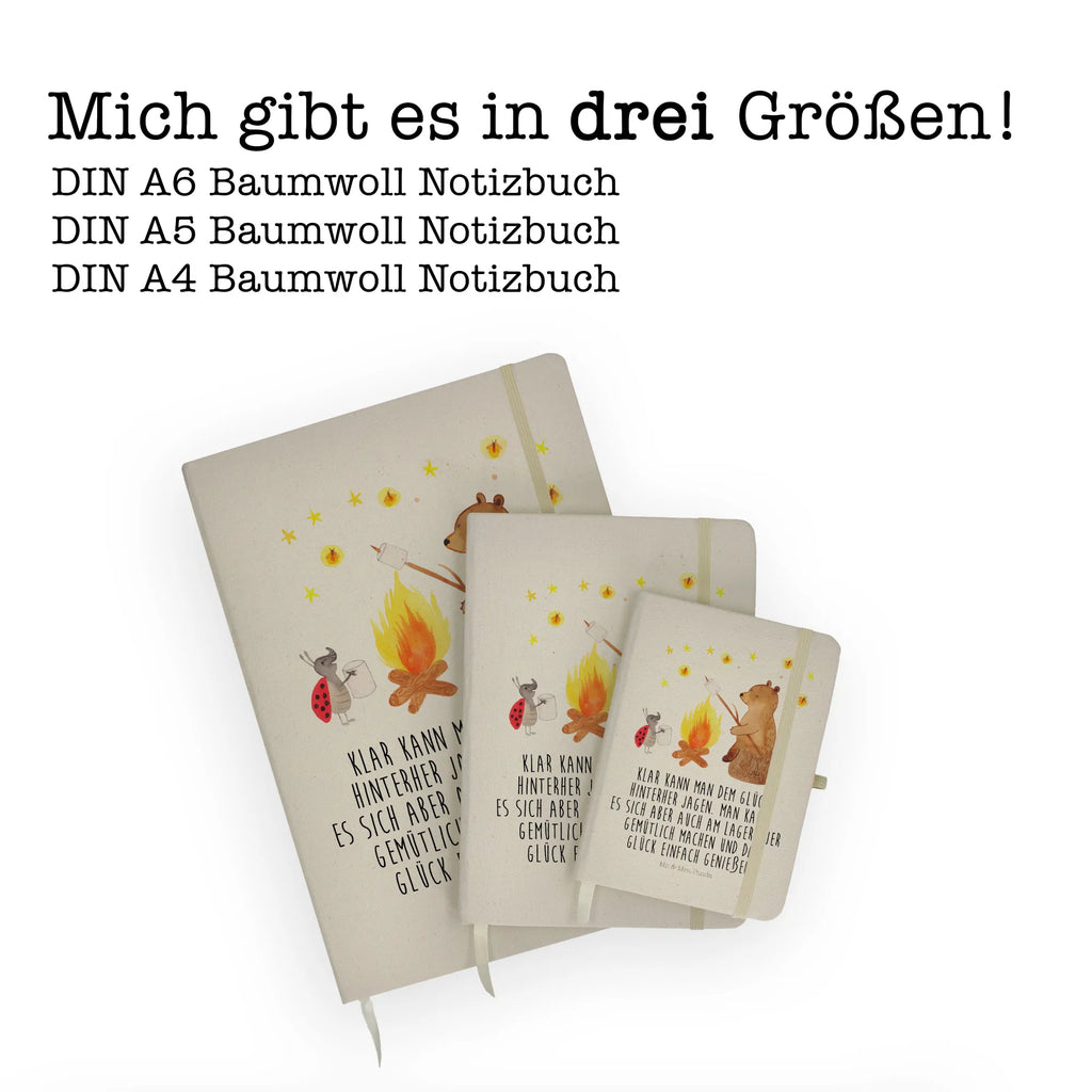 Baumwoll Notizbuch Bär & Marienkäfer Lagerfeuer Notizen, Eintragebuch, Tagebuch, Notizblock, Adressbuch, Journal, Kladde, Skizzenbuch, Notizheft, Schreibbuch, Schreibheft, Bär, Teddy, Teddybär, Lagerfeuer