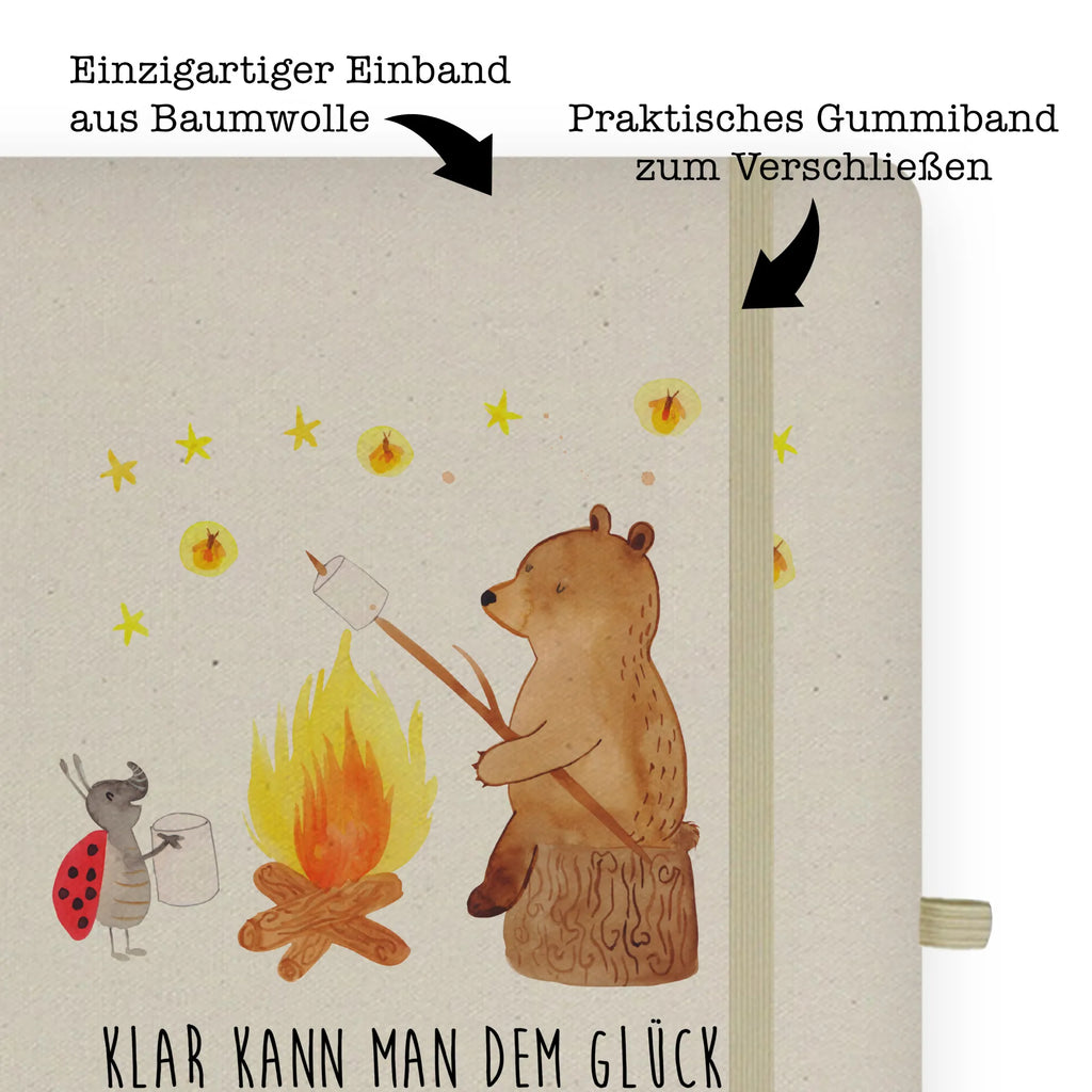 Baumwoll Notizbuch Bär & Marienkäfer Lagerfeuer Notizen, Eintragebuch, Tagebuch, Notizblock, Adressbuch, Journal, Kladde, Skizzenbuch, Notizheft, Schreibbuch, Schreibheft, Bär, Teddy, Teddybär, Lagerfeuer