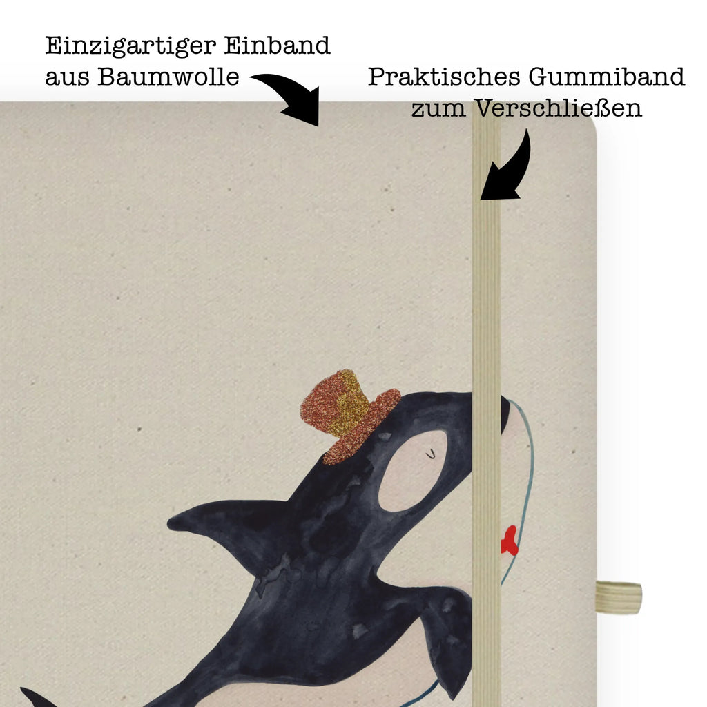 Baumwoll Notizbuch Orca Zylinder Notizen, Eintragebuch, Tagebuch, Notizblock, Adressbuch, Journal, Kladde, Skizzenbuch, Notizheft, Schreibbuch, Schreibheft, Meerestiere, Meer, Urlaub, Narwal, Glitter, Konfetti, Glitzer, Geburtstag, Feier, Fete, Fest, Glückwunsch, Orca