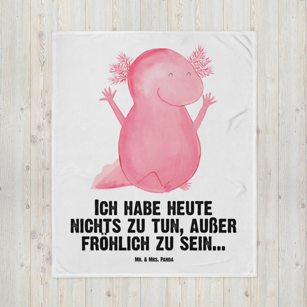 Babydecke Axolotl Hurra Babydecke, Babygeschenk, Geschenk Geburt, Babyecke Kuscheldecke, Krabbeldecke, Axolotl, Molch, Axolot, Schwanzlurch, Lurch, Lurche, fröhlich, Spaß, Freude, Motivation, Zufriedenheit