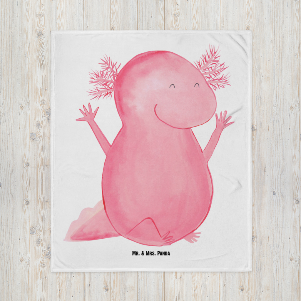 Babydecke Axolotl Hurra Babydecke, Babygeschenk, Geschenk Geburt, Babyecke Kuscheldecke, Krabbeldecke, Axolotl, Molch, Axolot, Schwanzlurch, Lurch, Lurche, fröhlich, Spaß, Freude, Motivation, Zufriedenheit