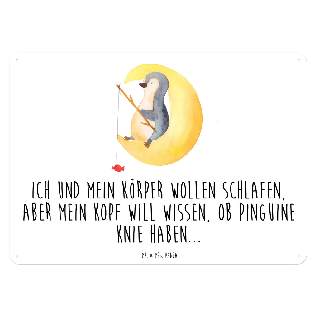 Blechschild Pinguin Mond Blechschild, Metallschild, Geschenk Schild, Schild, Magnet-Metall-Schild, Deko Schild, Wandschild, Wand-Dekoration, Türschild, Pinguin, Pinguine, Spruch, schlafen, Nachtruhe, Einschlafen, Schlafzimmer, Schlafstörungen, Gästezimmer