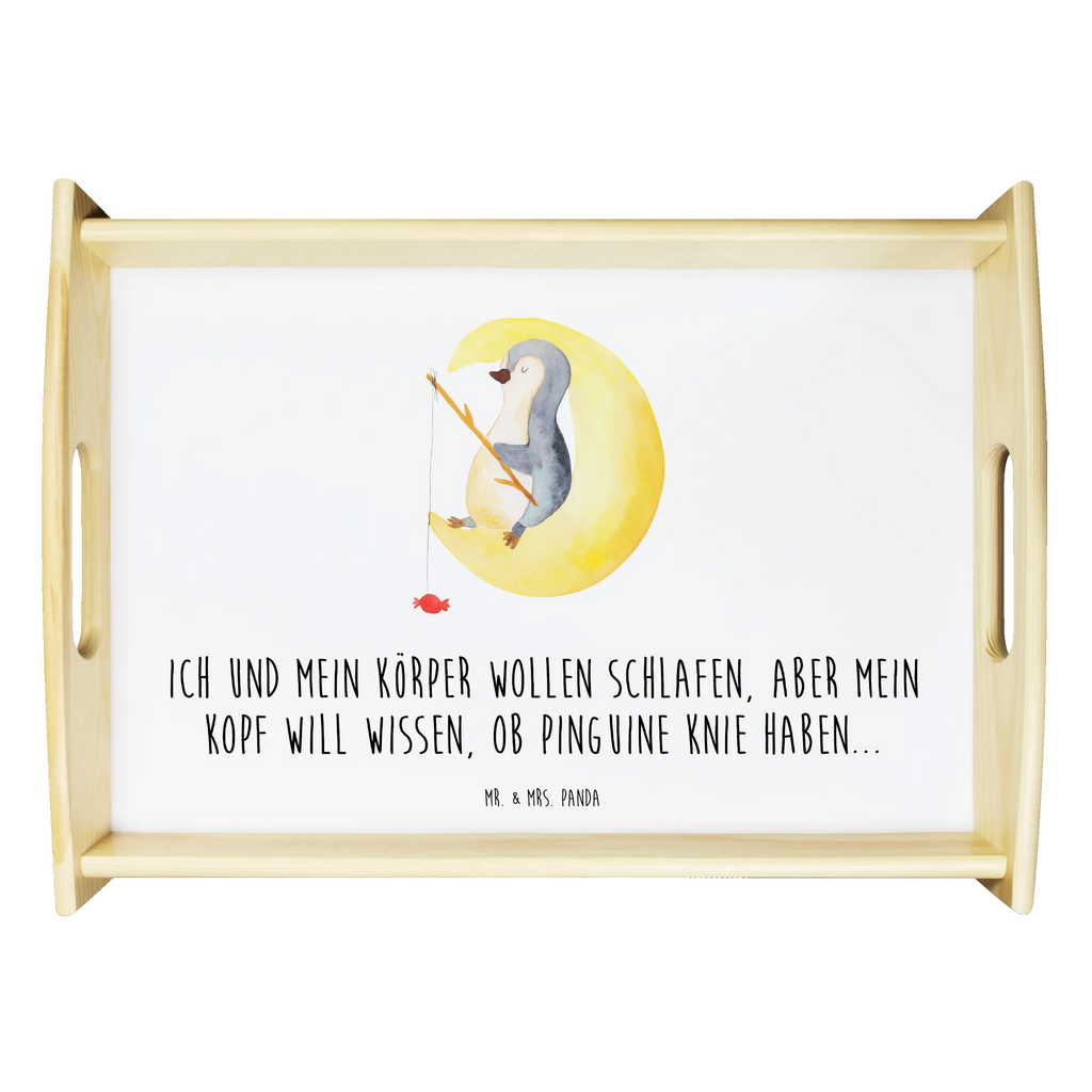 Serviertablett Pinguin Mond Serviertablett, Tablett, Holztablett, Küchentablett, Dekotablett, Frühstückstablett, Pinguin, Pinguine, Spruch, schlafen, Nachtruhe, Einschlafen, Schlafzimmer, Schlafstörungen, Gästezimmer