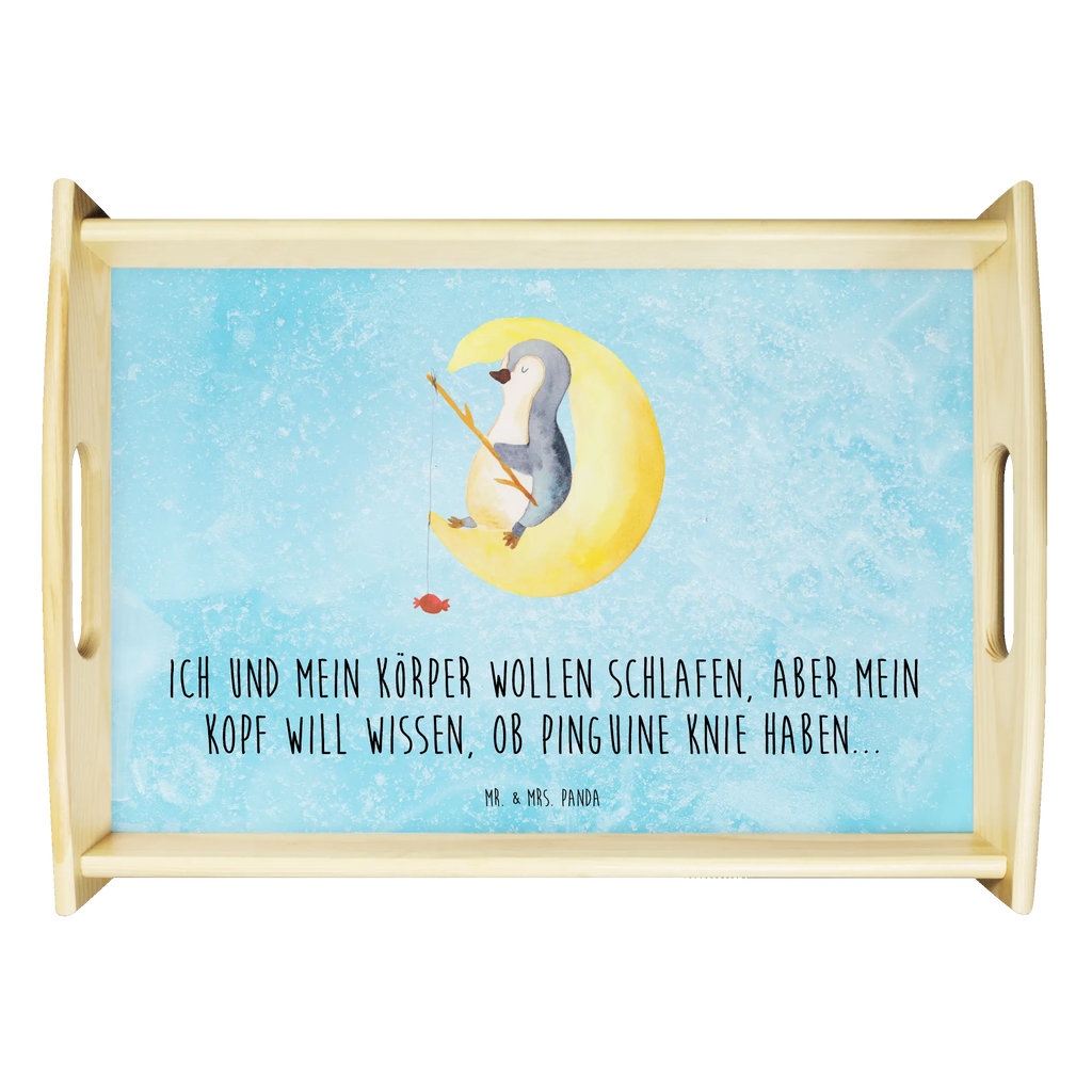 Serviertablett Pinguin Mond Serviertablett, Tablett, Holztablett, Küchentablett, Dekotablett, Frühstückstablett, Pinguin, Pinguine, Spruch, schlafen, Nachtruhe, Einschlafen, Schlafzimmer, Schlafstörungen, Gästezimmer