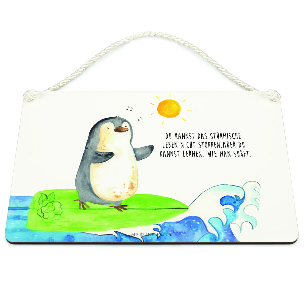 Deko Schild Pinguin Surfer Dekoschild, Deko Schild, Schild, Tür Schild, Türschild, Holzschild, Wandschild, Wanddeko, Pinguin, Pinguine, surfen, Surfer, Hawaii, Urlaub, Wellen, Wellen reiten, Portugal