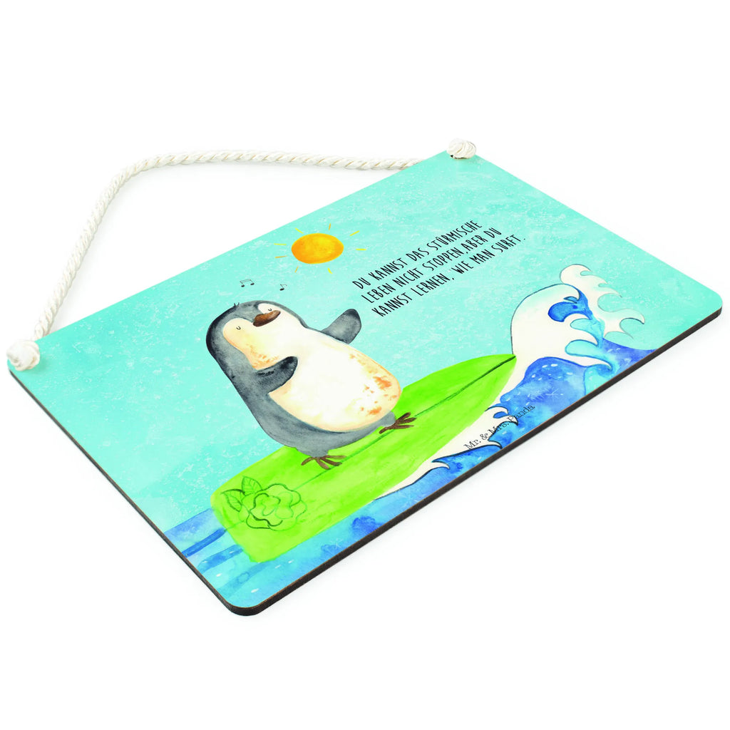 Deko Schild Pinguin Surfer Dekoschild, Deko Schild, Schild, Tür Schild, Türschild, Holzschild, Wandschild, Wanddeko, Pinguin, Pinguine, surfen, Surfer, Hawaii, Urlaub, Wellen, Wellen reiten, Portugal