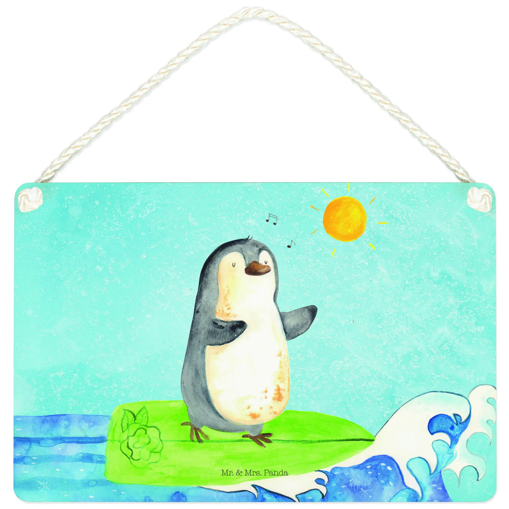 Deko Schild Pinguin Surfer Dekoschild, Deko Schild, Schild, Tür Schild, Türschild, Holzschild, Wandschild, Wanddeko, Pinguin, Pinguine, surfen, Surfer, Hawaii, Urlaub, Wellen, Wellen reiten, Portugal