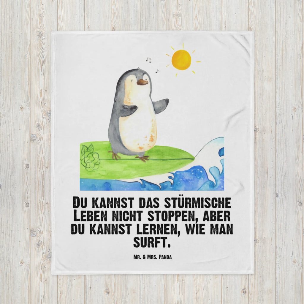 Babydecke Pinguin Surfer Babydecke, Babygeschenk, Geschenk Geburt, Babyecke Kuscheldecke, Krabbeldecke, Pinguin, Pinguine, surfen, Surfer, Hawaii, Urlaub, Wellen, Wellen reiten, Portugal