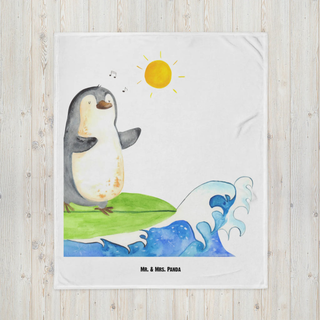 Babydecke Pinguin Surfer Babydecke, Babygeschenk, Geschenk Geburt, Babyecke Kuscheldecke, Krabbeldecke, Pinguin, Pinguine, surfen, Surfer, Hawaii, Urlaub, Wellen, Wellen reiten, Portugal