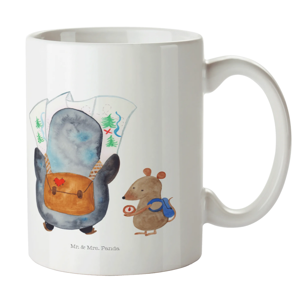 Tasse Pinguin & Maus Wanderer Tasse, Kaffeetasse, Teetasse, Becher, Kaffeebecher, Teebecher, Keramiktasse, Porzellantasse, Büro Tasse, Geschenk Tasse, Tasse Sprüche, Tasse Motive, Kaffeetassen, Tasse bedrucken, Designer Tasse, Cappuccino Tassen, Schöne Teetassen, Pinguin, Pinguine, Abenteurer, Abenteuer, Roadtrip, Ausflug, Wanderlust, wandern