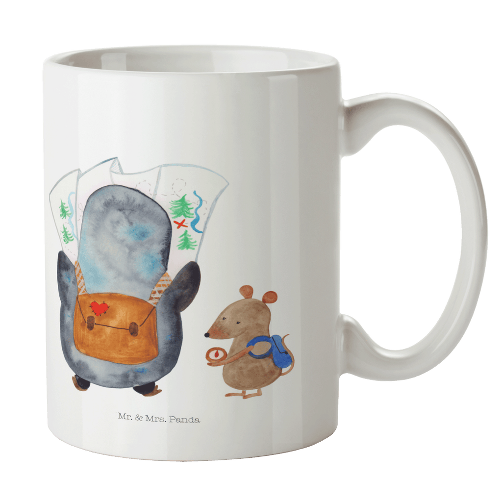 Tasse Pinguin & Maus Wanderer Tasse, Kaffeetasse, Teetasse, Becher, Kaffeebecher, Teebecher, Keramiktasse, Porzellantasse, Büro Tasse, Geschenk Tasse, Tasse Sprüche, Tasse Motive, Kaffeetassen, Tasse bedrucken, Designer Tasse, Cappuccino Tassen, Schöne Teetassen, Pinguin, Pinguine, Abenteurer, Abenteuer, Roadtrip, Ausflug, Wanderlust, wandern