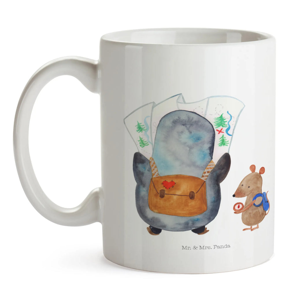 Tasse Pinguin & Maus Wanderer Tasse, Kaffeetasse, Teetasse, Becher, Kaffeebecher, Teebecher, Keramiktasse, Porzellantasse, Büro Tasse, Geschenk Tasse, Tasse Sprüche, Tasse Motive, Kaffeetassen, Tasse bedrucken, Designer Tasse, Cappuccino Tassen, Schöne Teetassen, Pinguin, Pinguine, Abenteurer, Abenteuer, Roadtrip, Ausflug, Wanderlust, wandern