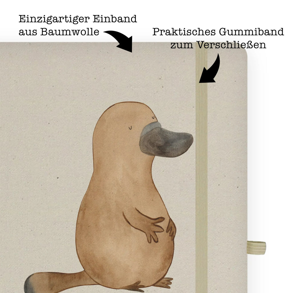 Baumwoll Notizbuch Schnabeltier mutig Notizen, Eintragebuch, Tagebuch, Notizblock, Adressbuch, Journal, Kladde, Skizzenbuch, Notizheft, Schreibbuch, Schreibheft, Meerestiere, Meer, Urlaub, Schnabeltier, Mut, mutig, Lebensweisheit, Schnabeltiere, Motivation, Training, Büro, Arbeit, Neuanfang, Neustart, Weltreise, Raodtrip