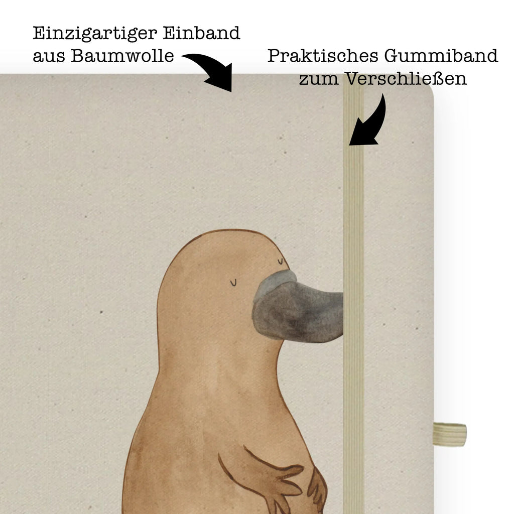 Baumwoll Notizbuch Schnabeltier mutig Notizen, Eintragebuch, Tagebuch, Notizblock, Adressbuch, Journal, Kladde, Skizzenbuch, Notizheft, Schreibbuch, Schreibheft, Meerestiere, Meer, Urlaub, Schnabeltier, Mut, mutig, Lebensweisheit, Schnabeltiere, Motivation, Training, Büro, Arbeit, Neuanfang, Neustart, Weltreise, Raodtrip