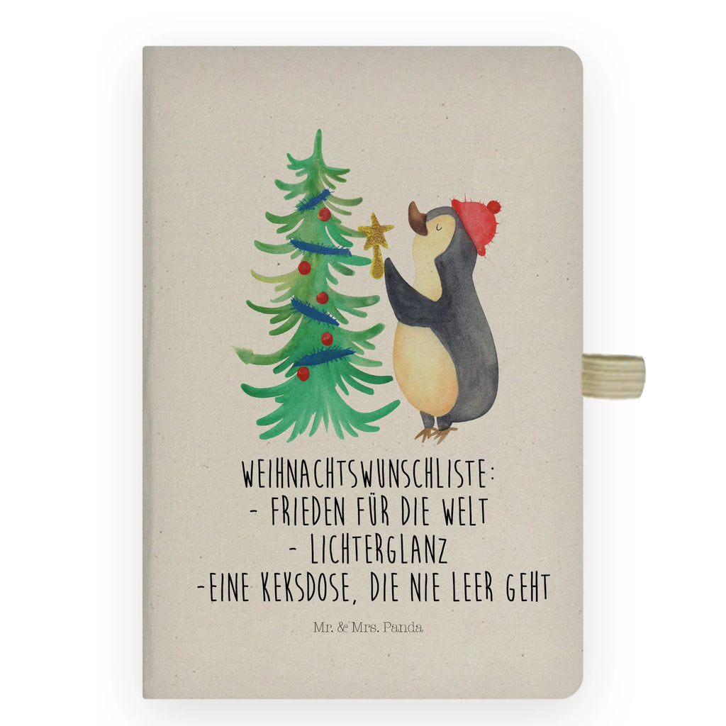 Baumwoll Notizbuch Pinguin Weihnachtsbaum Notizen, Eintragebuch, Tagebuch, Notizblock, Adressbuch, Journal, Kladde, Skizzenbuch, Notizheft, Schreibbuch, Schreibheft, Winter, Weihnachten, Weihnachtsdeko, Nikolaus, Advent, Heiligabend, Wintermotiv, Pinguin