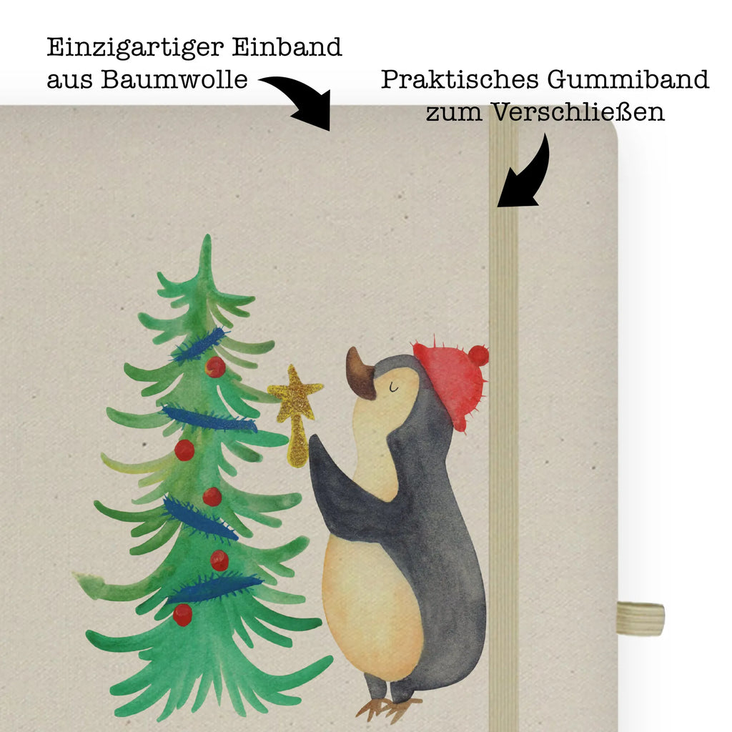 Baumwoll Notizbuch Pinguin Weihnachtsbaum Notizen, Eintragebuch, Tagebuch, Notizblock, Adressbuch, Journal, Kladde, Skizzenbuch, Notizheft, Schreibbuch, Schreibheft, Winter, Weihnachten, Weihnachtsdeko, Nikolaus, Advent, Heiligabend, Wintermotiv, Pinguin