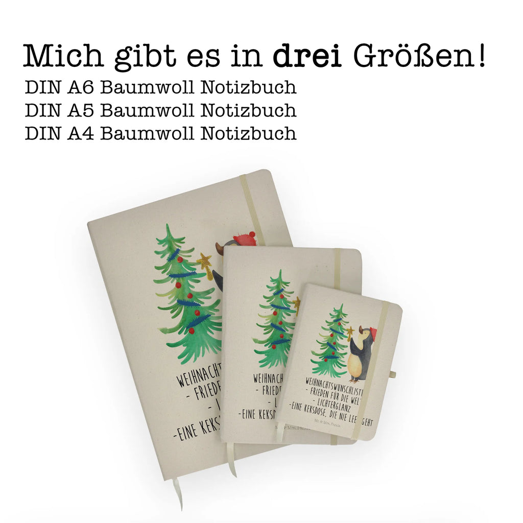 Baumwoll Notizbuch Pinguin Weihnachtsbaum Notizen, Eintragebuch, Tagebuch, Notizblock, Adressbuch, Journal, Kladde, Skizzenbuch, Notizheft, Schreibbuch, Schreibheft, Winter, Weihnachten, Weihnachtsdeko, Nikolaus, Advent, Heiligabend, Wintermotiv, Pinguin